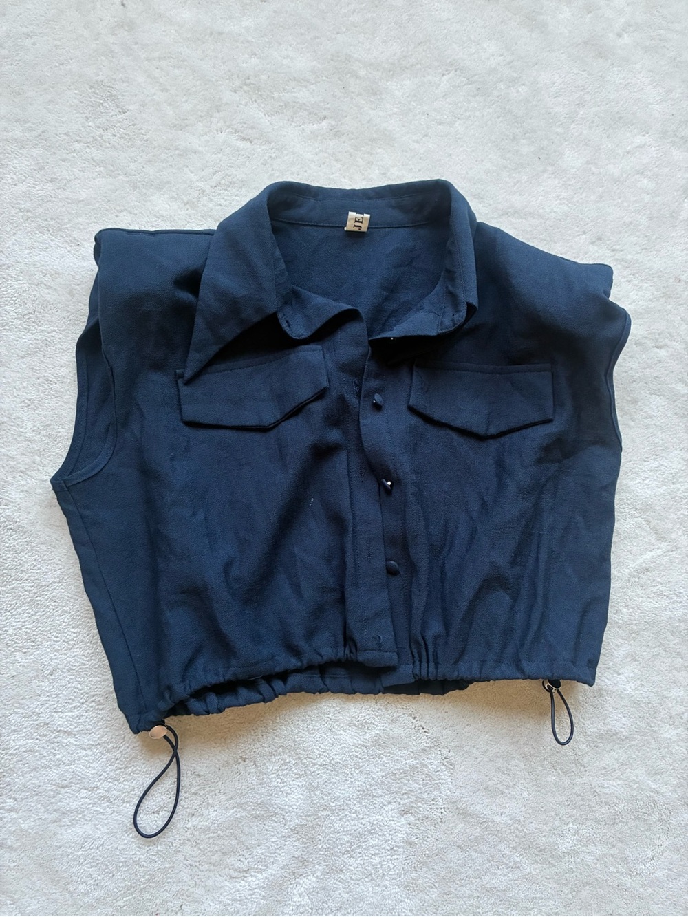 DV by Dolce Vita Navy Sleeveless Button-Front Drawstring Crop Top